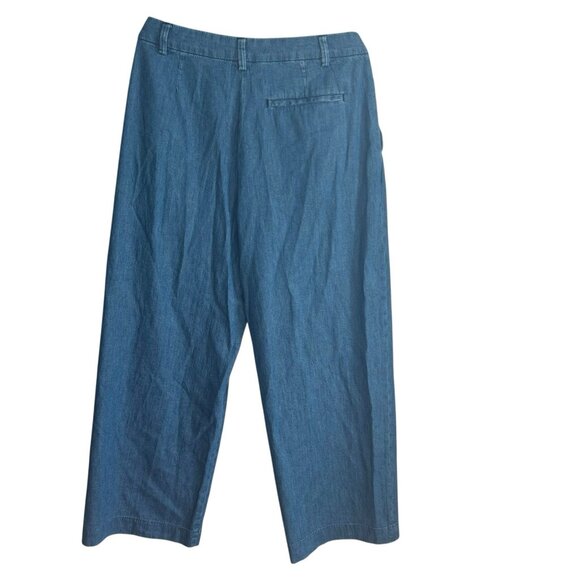 Old Navy Womens hi Wide Leg Jeans Trousers 12 Blue Denim Career Casual Feminine - Picture 2 of 10